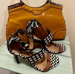 Chinese Laundry Black and White Patterned Heels
